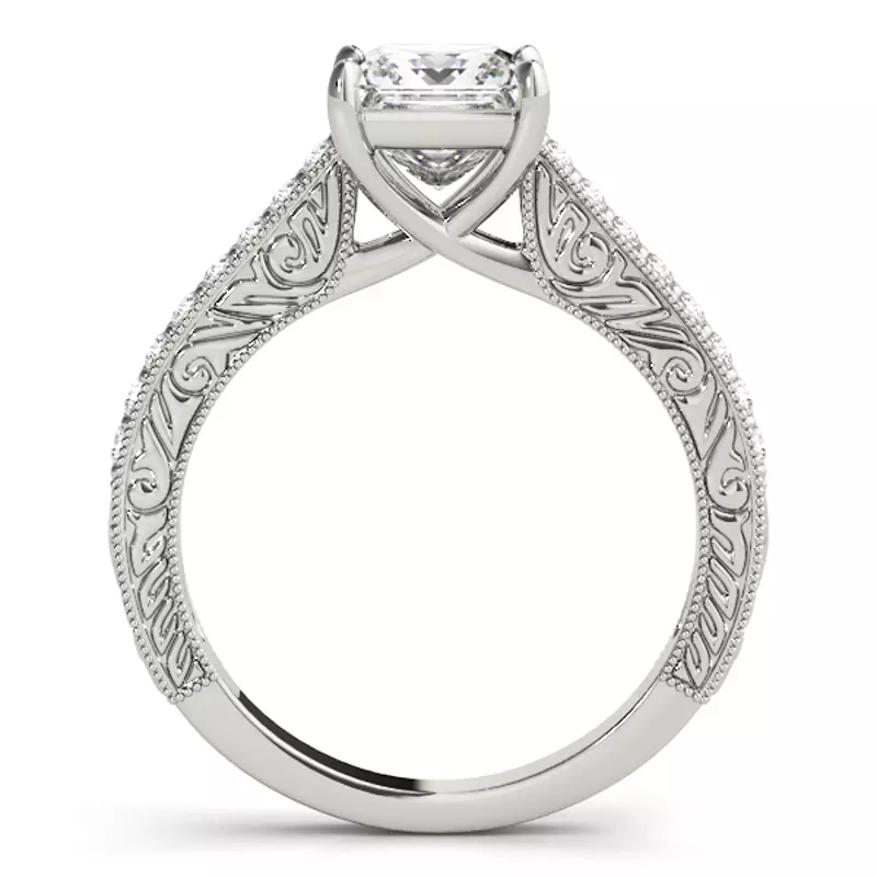 14K White Gold Tinsley Vintage Pavé Diamond Engagement Ring