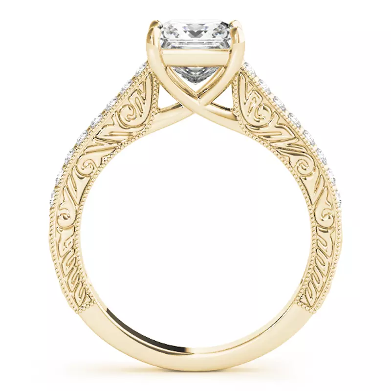 14K Yellow Gold Tinsley Vintage Pavé Diamond Engagement Ring