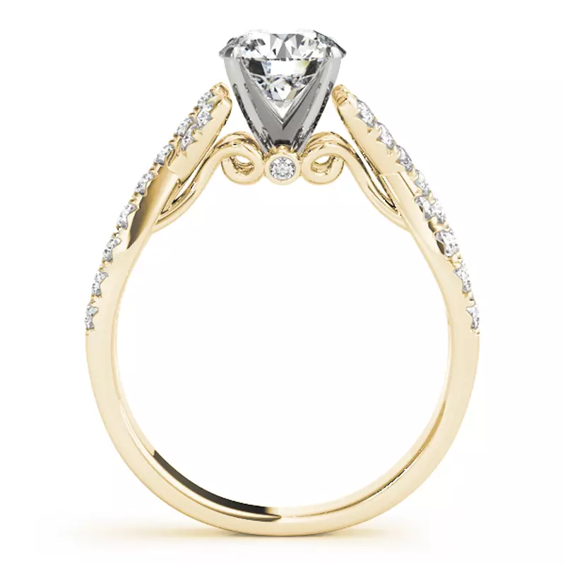14K Yellow Gold Azula 2 Row Pavé Diamond Engagement Ring