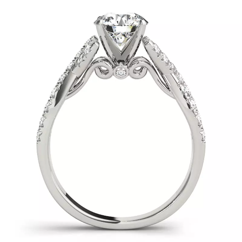 Platinum Azula 2 Row Pavé Diamond Engagement Ring