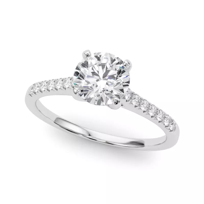 14K White Gold Eleanor French Pavé Diamond Engagement Ring