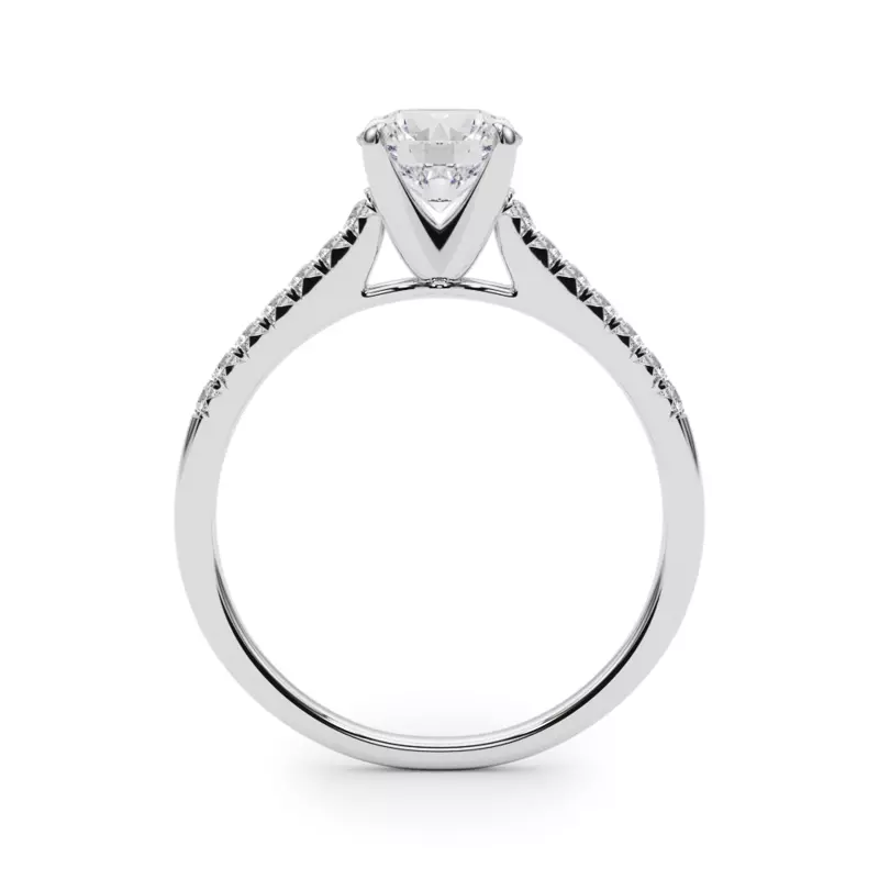 14K White Gold Eleanor French Pavé Diamond Engagement Ring