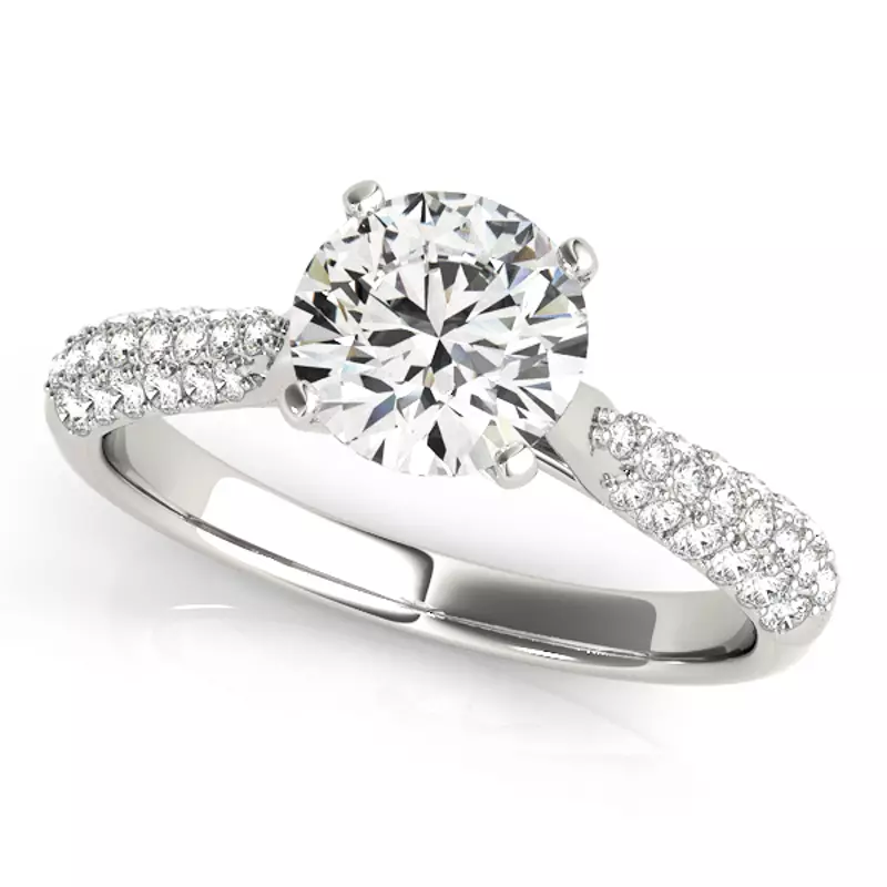 14K White Gold Kona Pavé Diamond Encrusted Engagement Ring