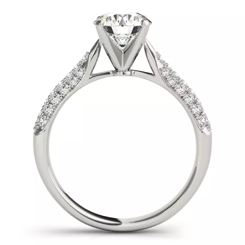 14K White Gold Kona Pavé Diamond Encrusted Engagement Ring