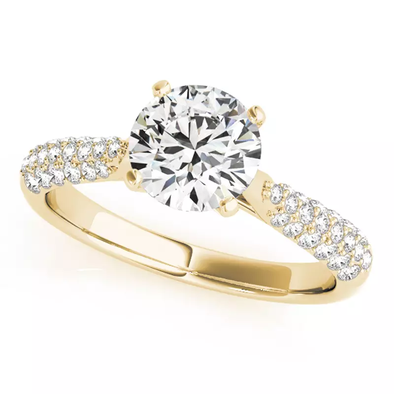 14K Yellow Gold Kona Pavé Diamond Encrusted Engagement Ring