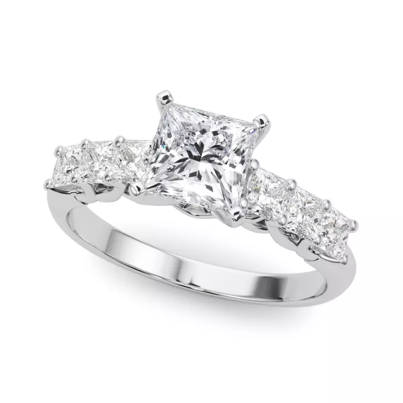 Platinum Evelynn Shared Prong Princess Cut Diamond Engagement Ring