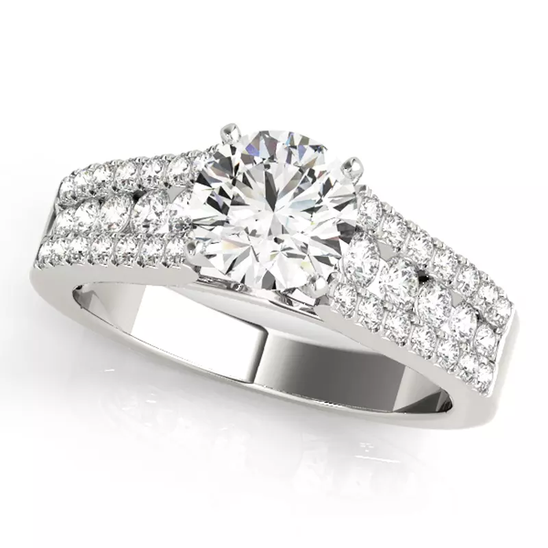 Platinum Eveline 3 Row Diamond Engagement Ring