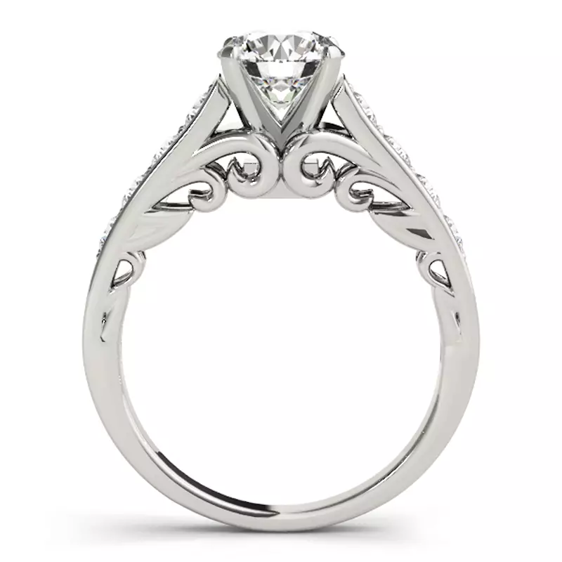 Platinum Magnolia Channel Diamond Engagement Ring