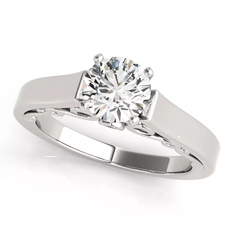 14K White Gold Cindy Solitaire Engagement Ring With Peek A Boo Diamonds