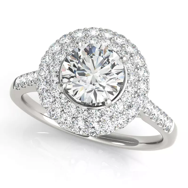 18K White Gold Arbor Double Halo Engagement Ring