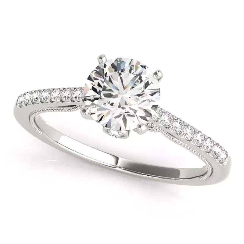 Platinum Emme Vintage Inspired Pavé Diamond Engagement Ring