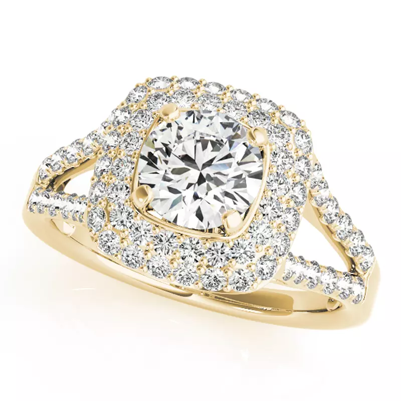 14K Yellow Gold Ellia Double Halo Engagement Ring