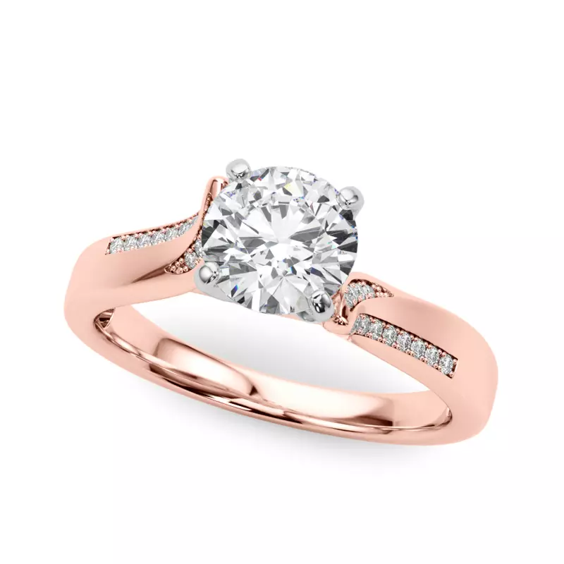 14K Rose Gold Lissa Cathedral Diamond Engagement Ring