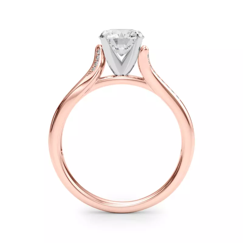 14K Rose Gold Lissa Cathedral Diamond Engagement Ring