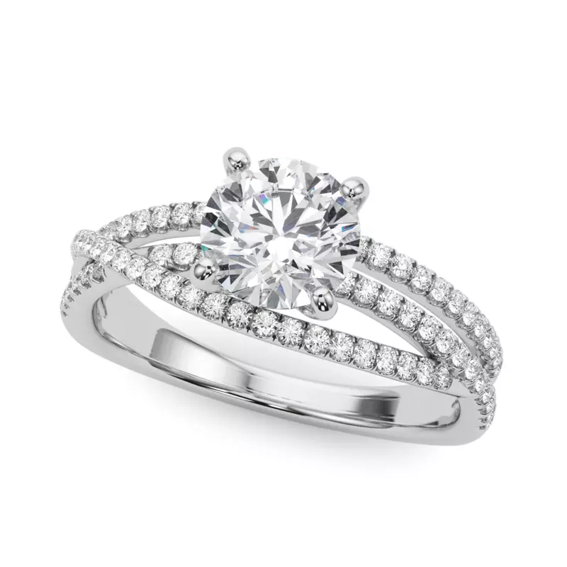 14K White Gold Eloisa 3 Row Pavé Diamond Engagement Ring