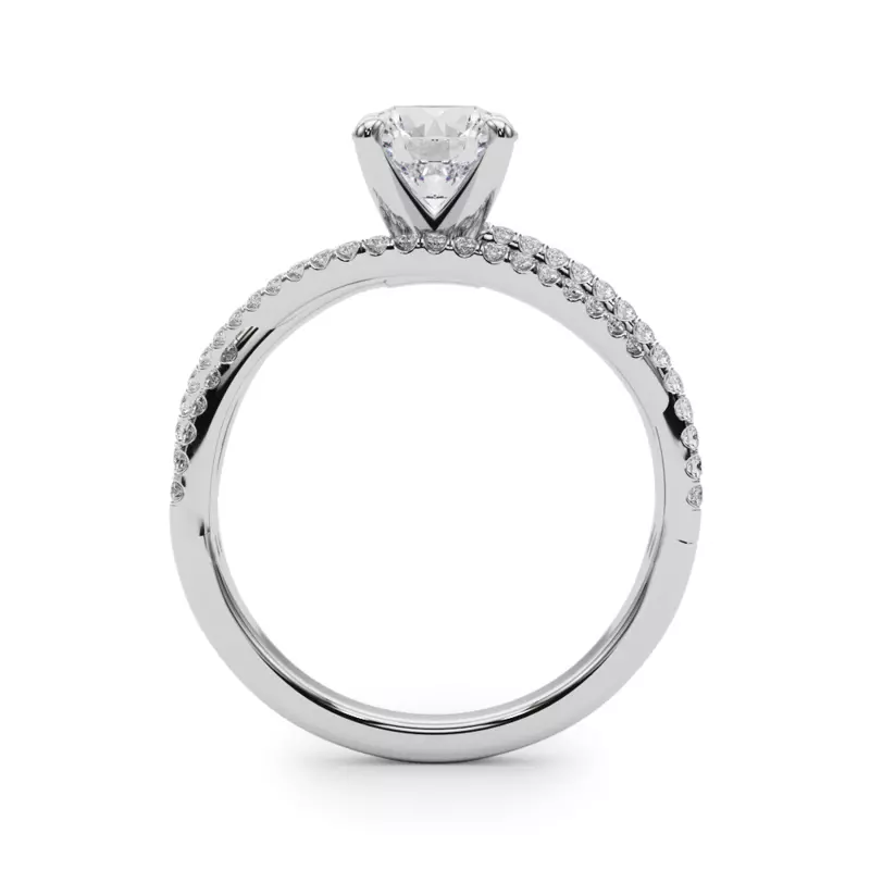 14K White Gold Eloisa 3 Row Pavé Diamond Engagement Ring