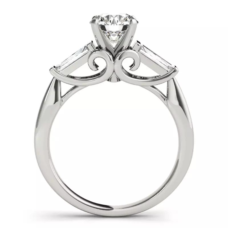 14K White Gold Delilah Three Stone Baguette Diamond Engagement Ring