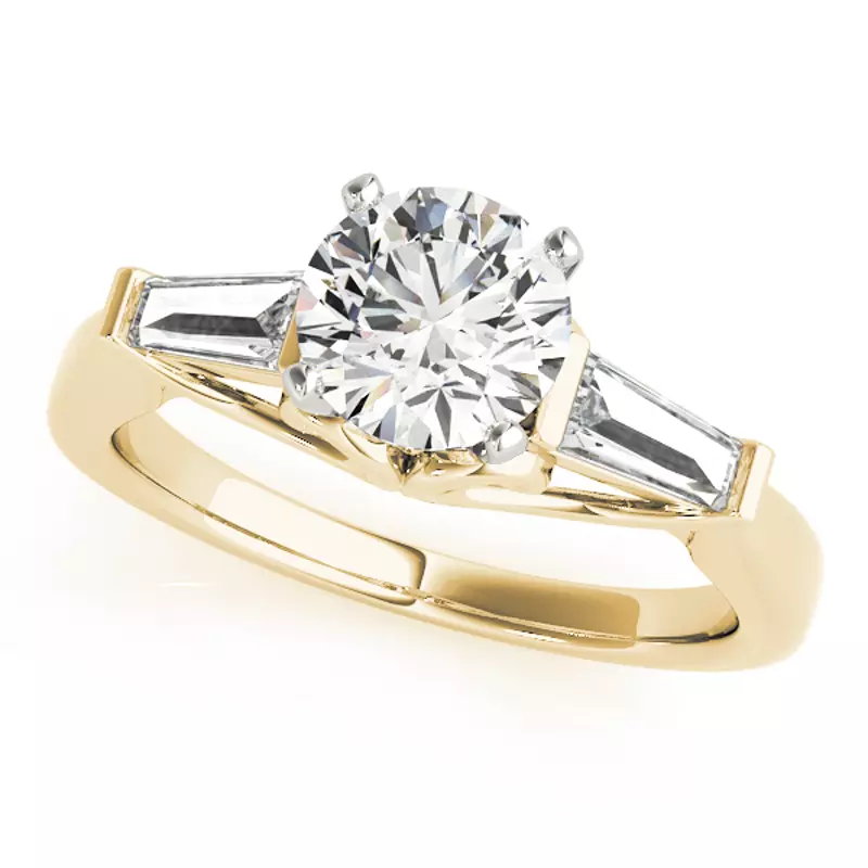 18K Yellow Gold Delilah Three Stone Baguette Diamond Engagement Ring