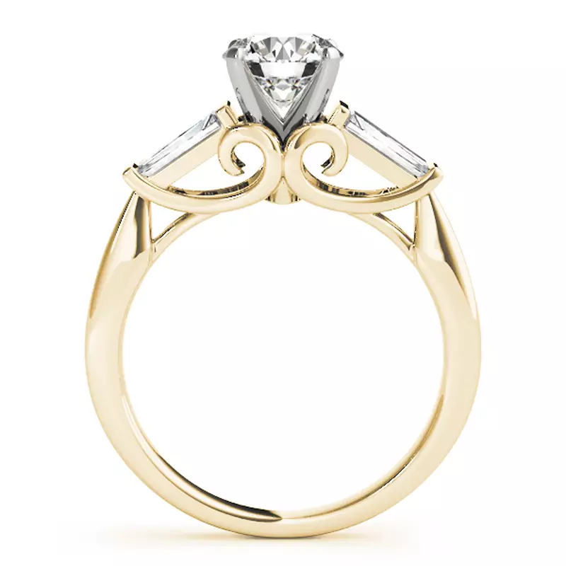 18K Yellow Gold Delilah Three Stone Baguette Diamond Engagement Ring