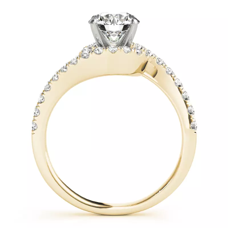 14K Yellow Gold Dani Diamond Halo Bypass Engagement Ring