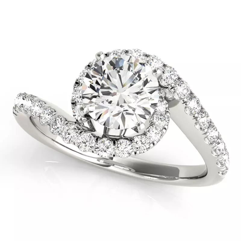 Platinum Dani Diamond Halo Bypass Engagement Ring