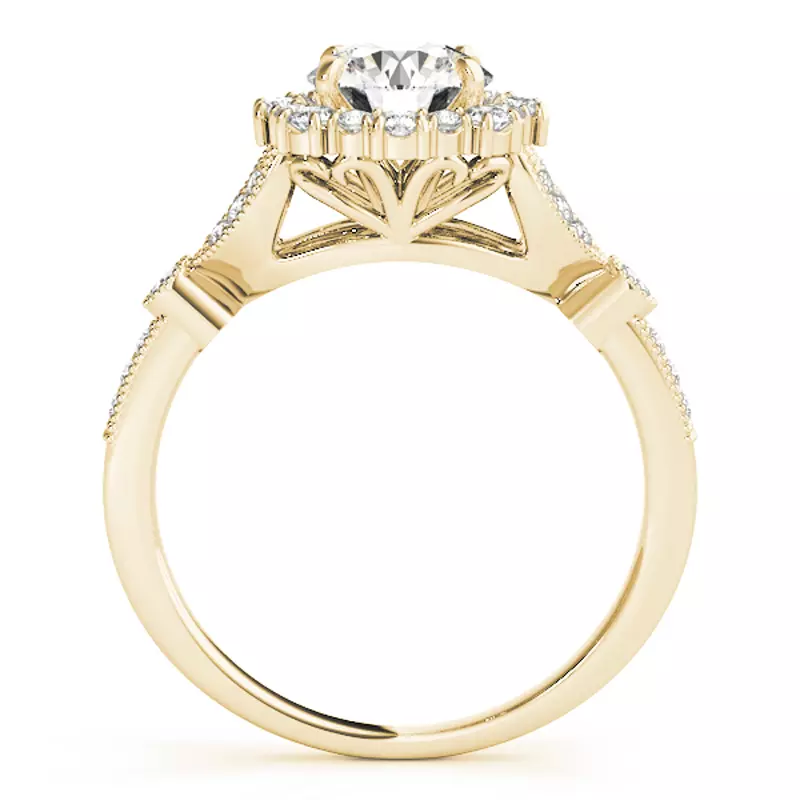 14K Yellow Gold Mairi Vintage Inspired Halo Engagement Ring
