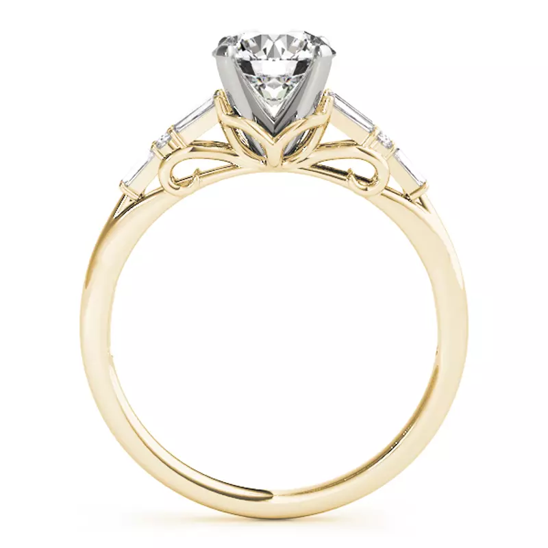 14K Yellow Gold Maddie Baguette And Round Diamond Engagement Ring