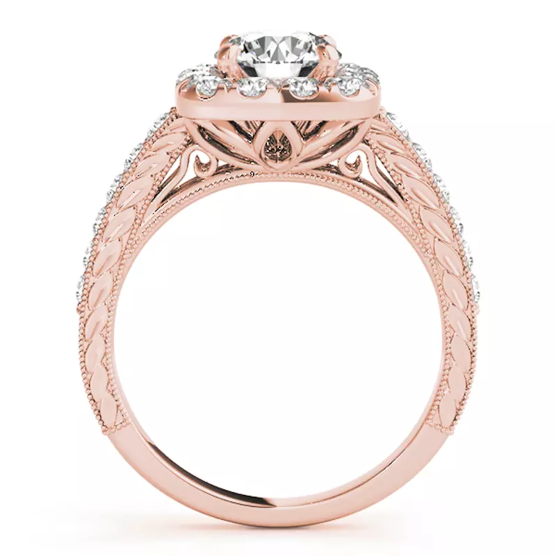 14K Rose Gold Soul Vintage Inspired Halo Engagement Ring