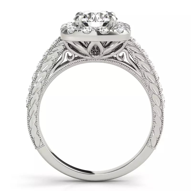 14K White Gold Soul Vintage Inspired Halo Engagement Ring