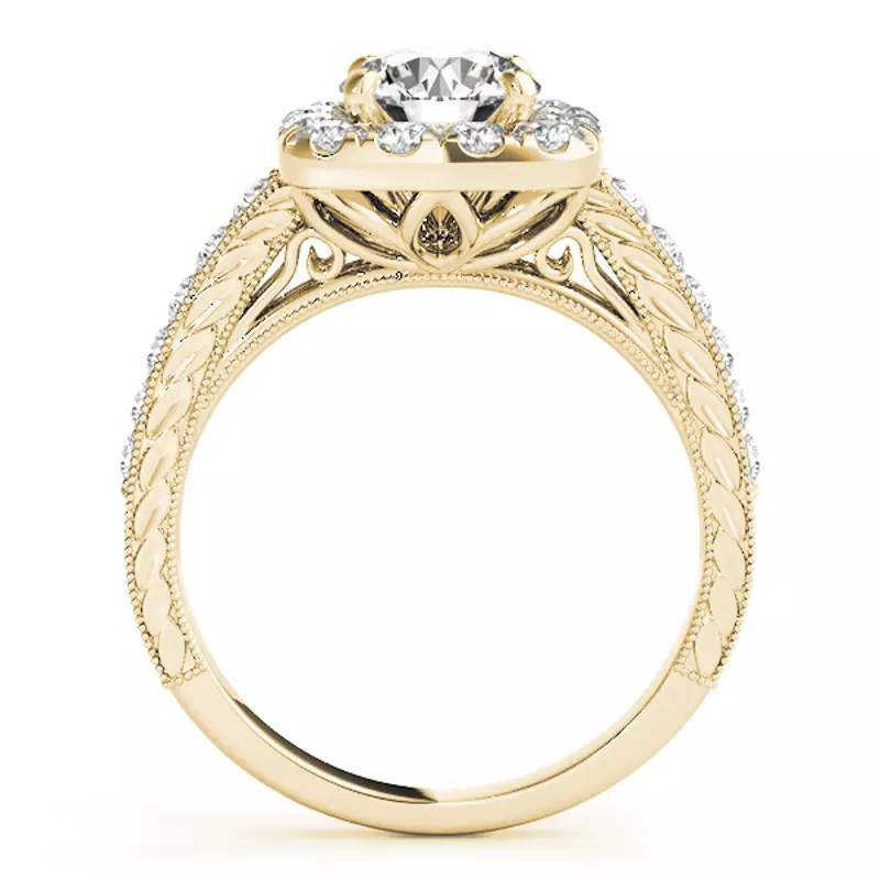 14K Yellow Gold Soul Vintage Inspired Halo Engagement Ring