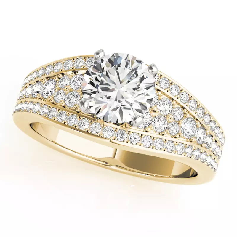 14K Yellow Gold Sheila Diamond Encrusted Engagement Ring