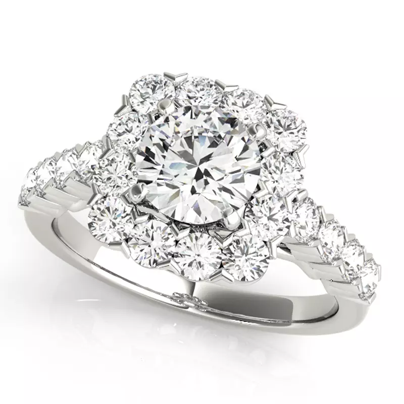 14K White Gold Alena Halo Engagement Ring