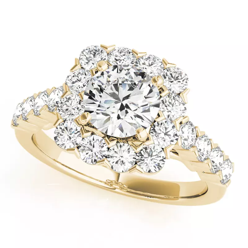 18K Yellow Gold Alena Halo Engagement Ring