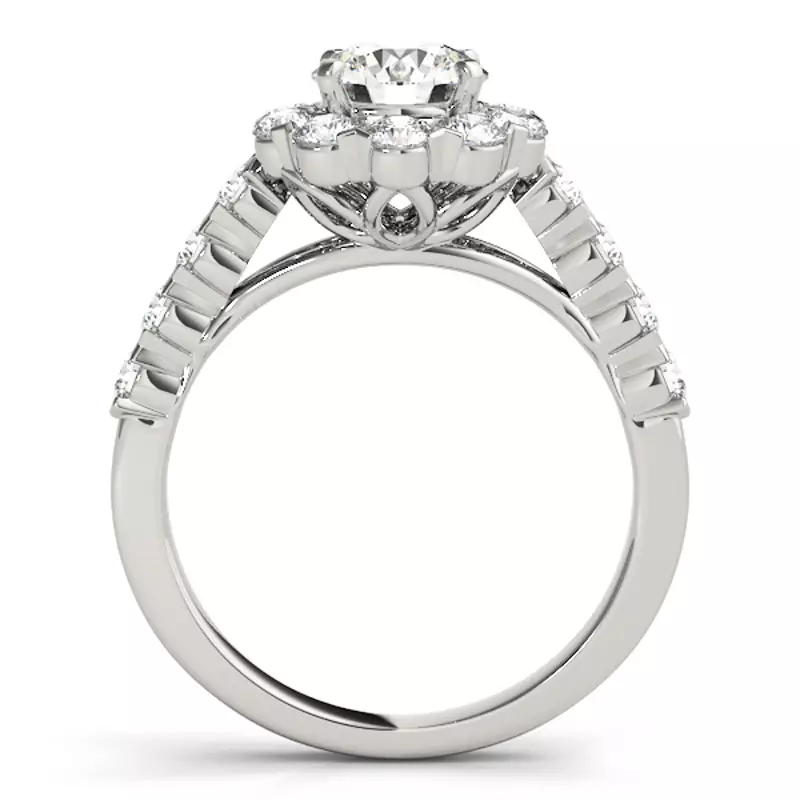 14K White Gold Fleur Halo Engagement Ring