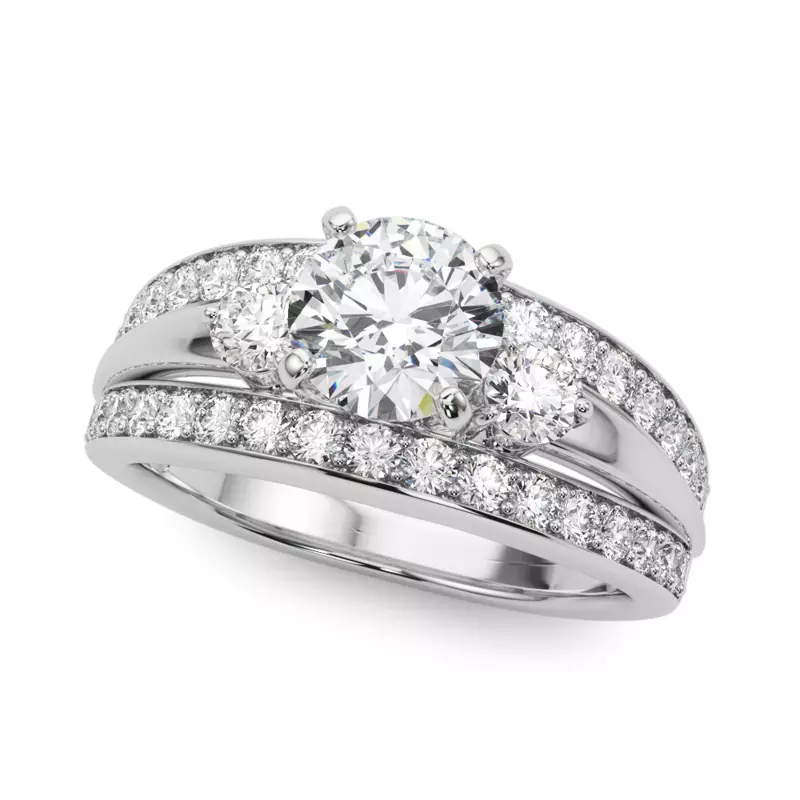 14K White Gold Zelma 2 Row Diamond Engagement Ring