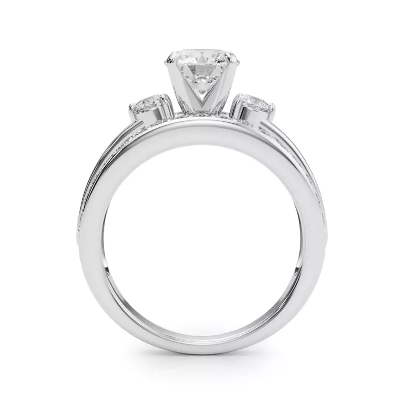 14K White Gold Zelma 2 Row Diamond Engagement Ring