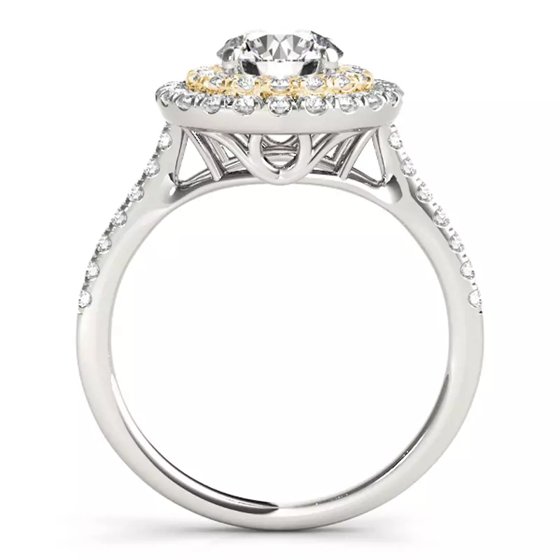 18K Yellow Gold Daisy Double Halo Engagement Ring