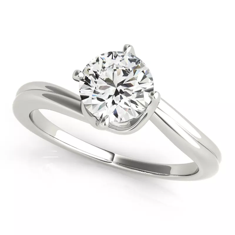 14K White Gold Alberta Bypass Solitaire Engagement Ring