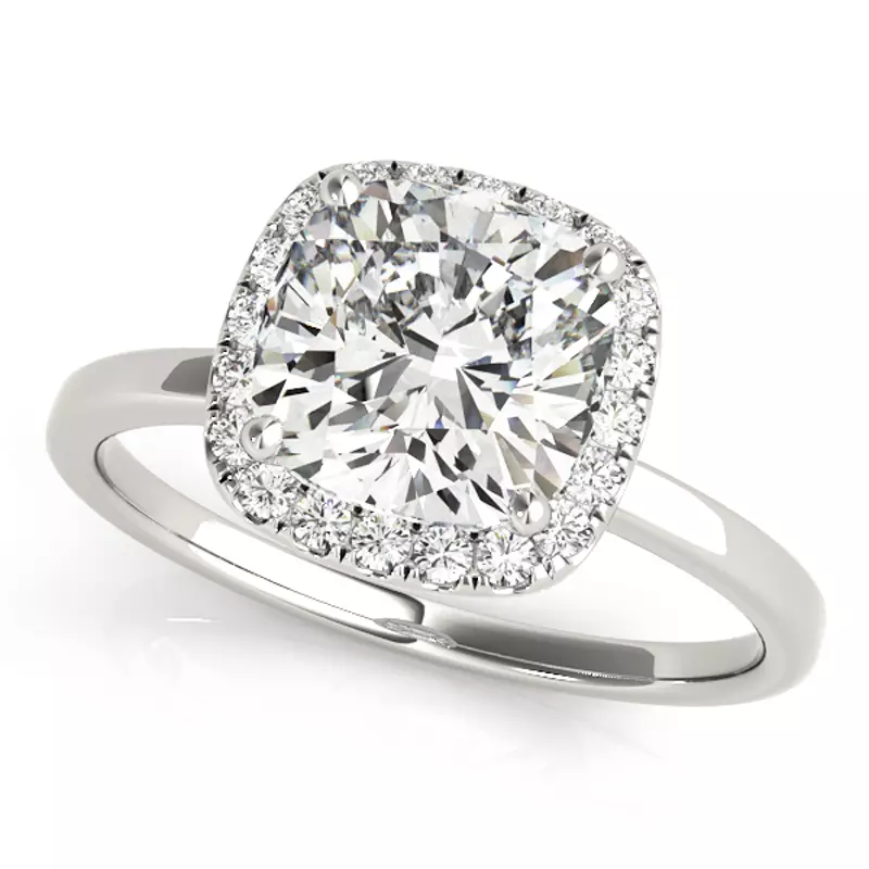 14K White Gold Annika Halo Engagement Ring