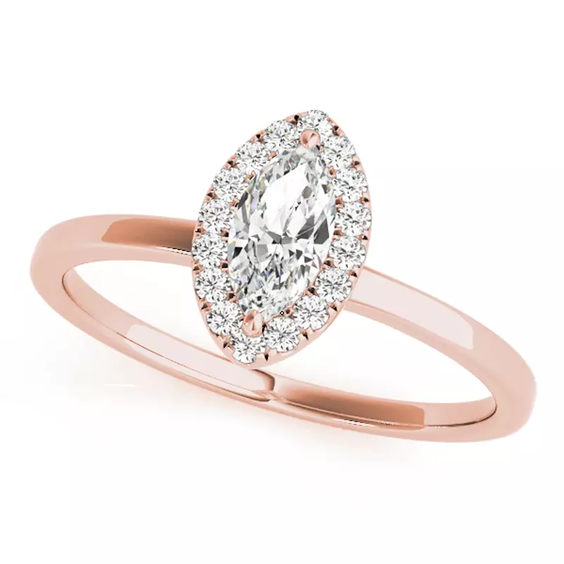 14K Rose Gold Nora Halo Engagement Ring