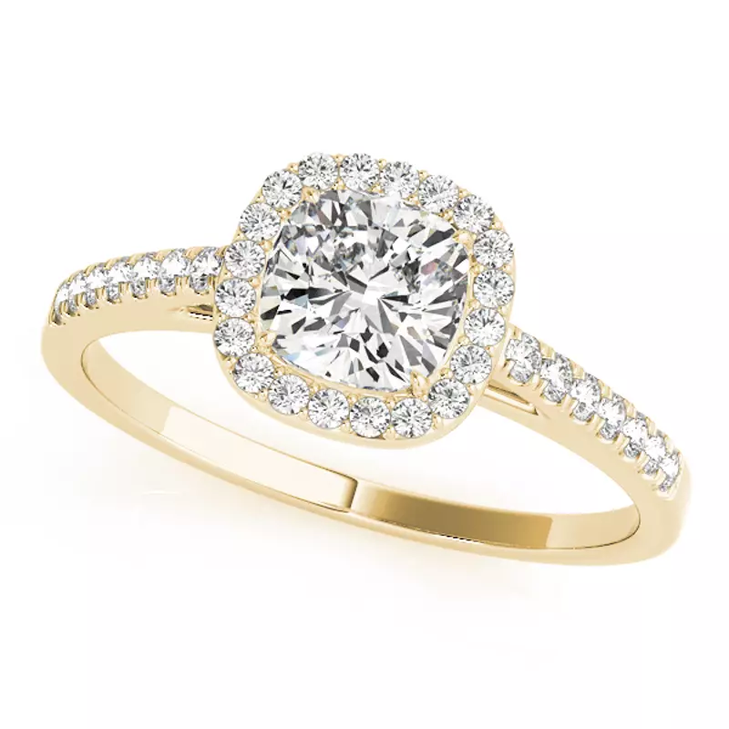 18K Yellow Gold Elizabeth Halo Engagement Ring