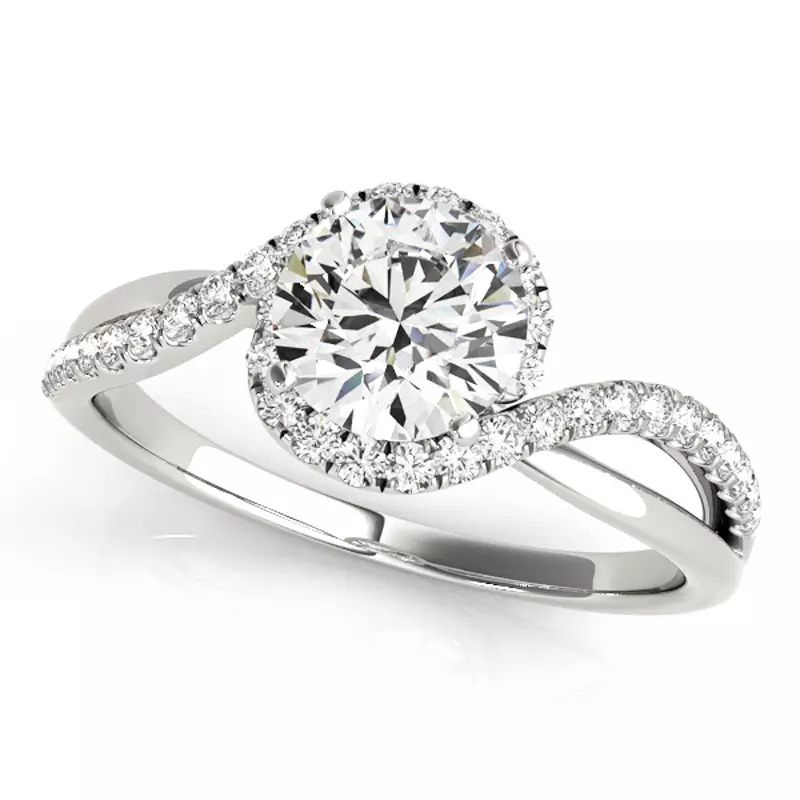 14K White Gold Hudson Contemporary Pavé Halo Engagement Ring