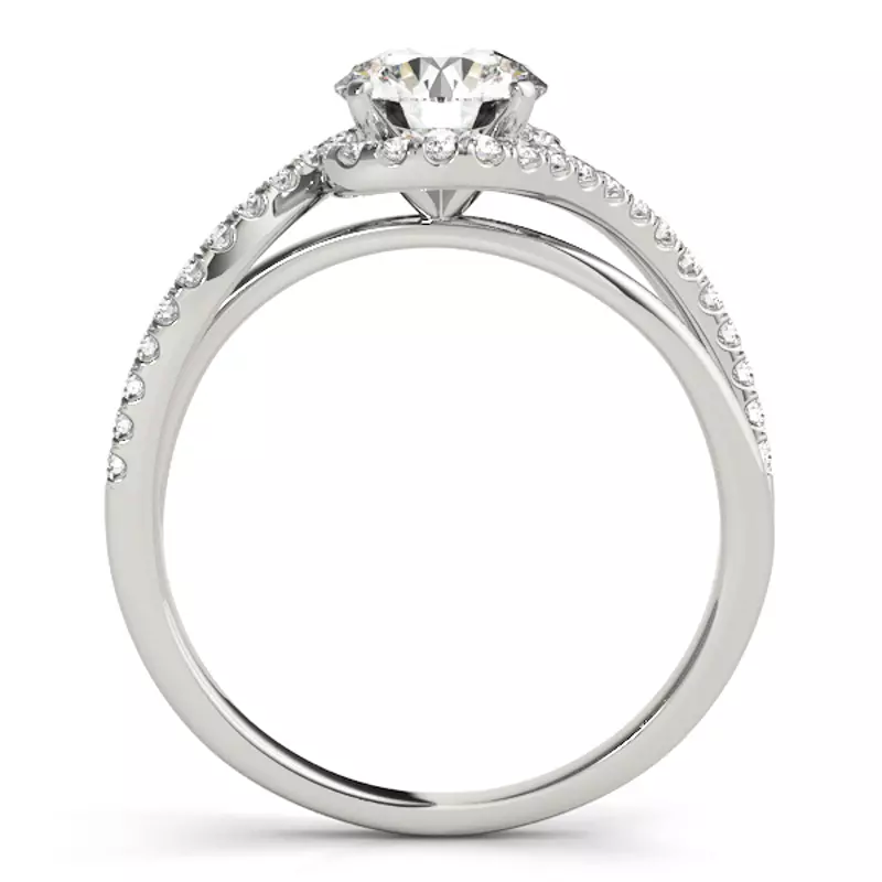 14K White Gold Hudson Contemporary Pavé Halo Engagement Ring