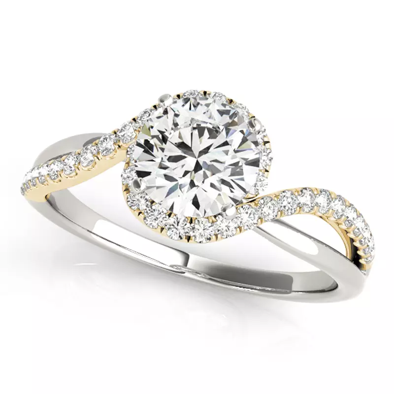 14K Yellow Gold Hudson Contemporary Pavé Halo Engagement Ring