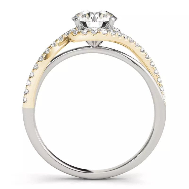14K Yellow Gold Hudson Contemporary Pavé Halo Engagement Ring