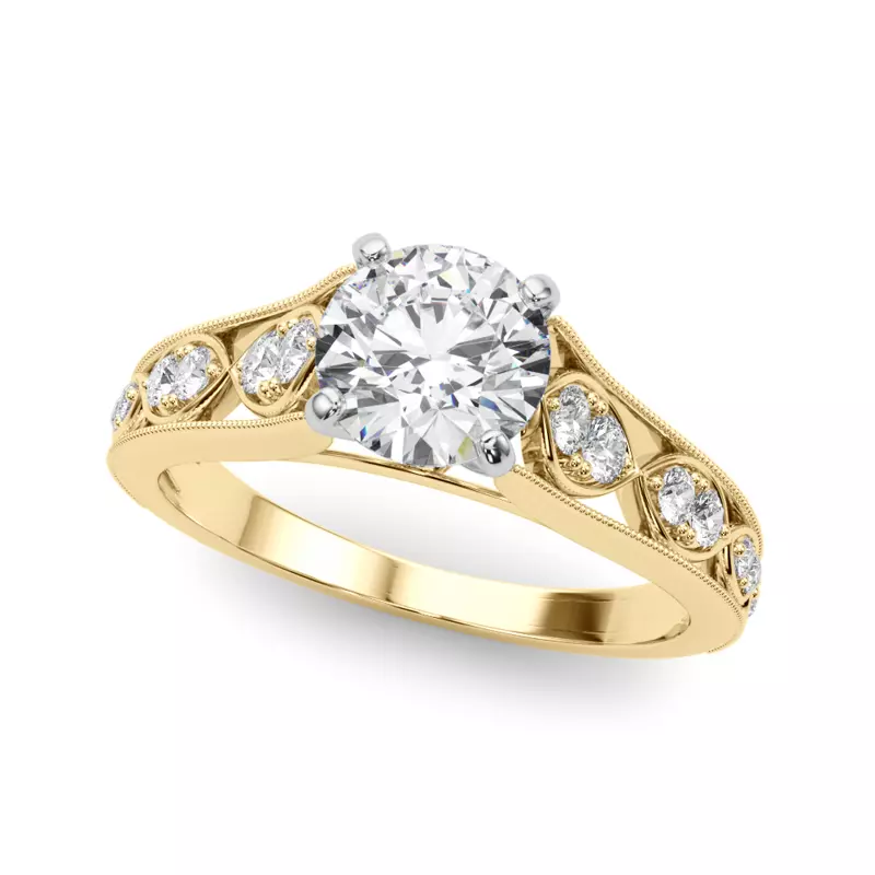 14K Yellow Gold Zera Cathedral Diamond Engagement Ring