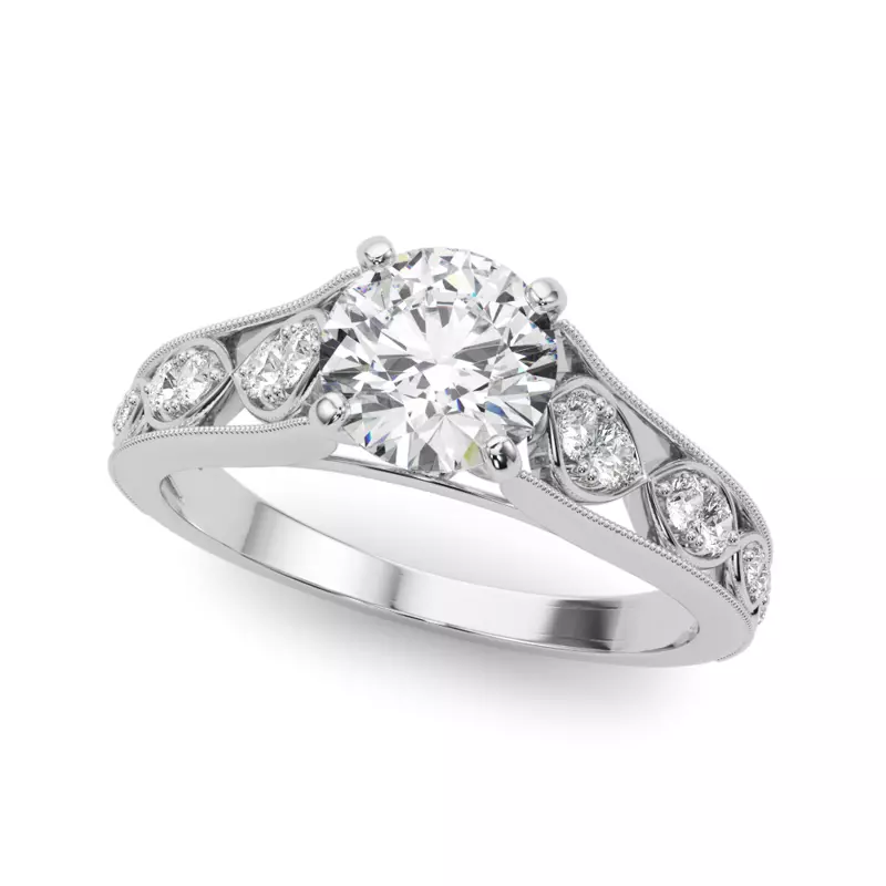 18K White Gold Zera Cathedral Diamond Engagement Ring