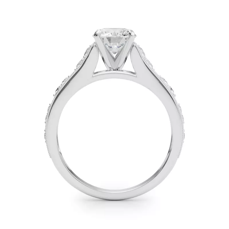 18K White Gold Zera Cathedral Diamond Engagement Ring