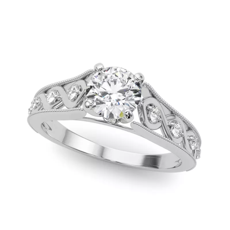 14K White Gold Winslet Cathedral Diamond Engagement Ring