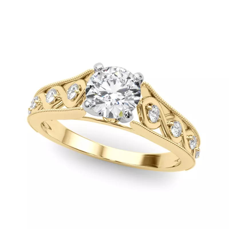 18K Yellow Gold Winslet Cathedral Diamond Engagement Ring